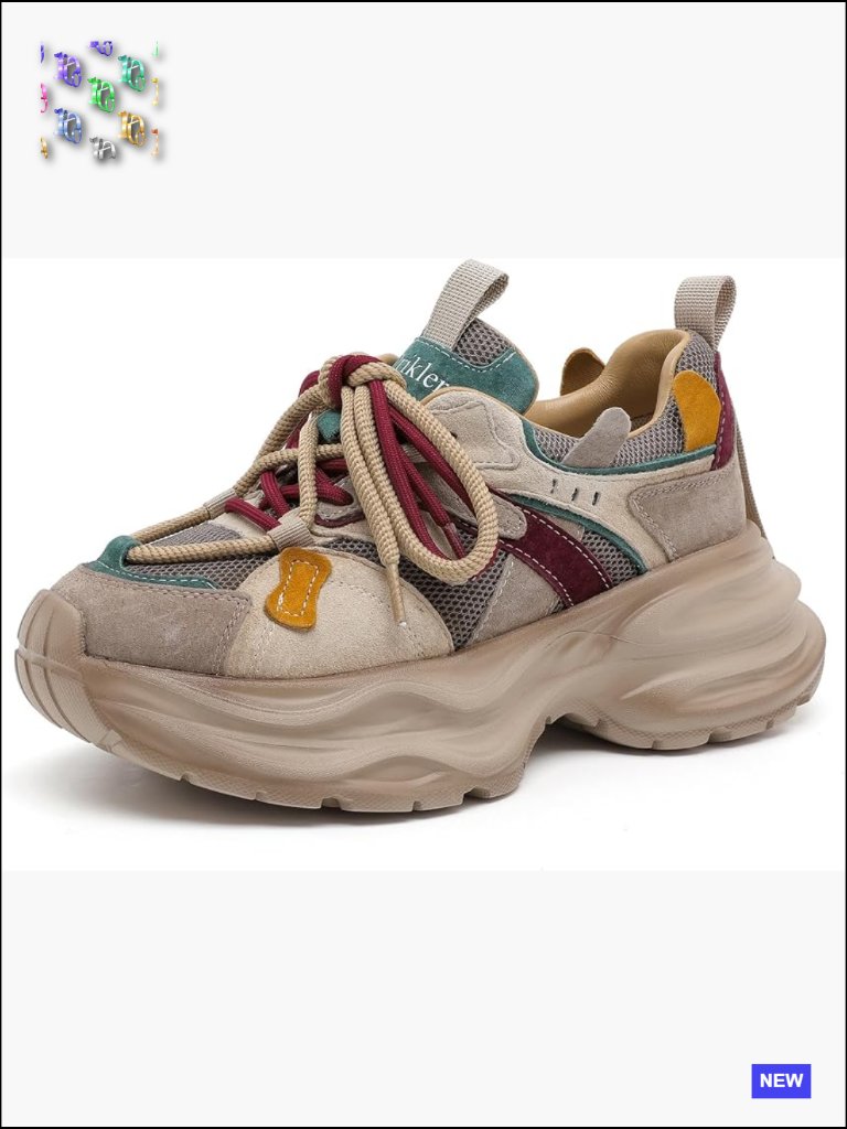 Chunky Platform Sneakers Lace Up Breathable Mesh Casual Walking Shoes